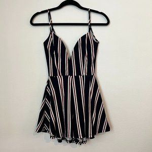 Windsor Blue & Maroon Heart Shape Skater Romper